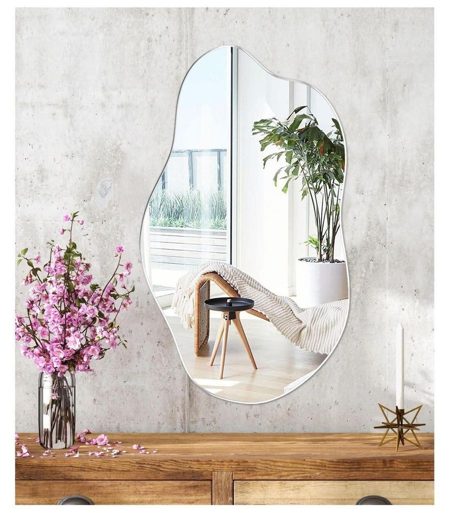 Miroir mural asymétrique, dimensions 30 x 50,6 cm, verre Image du produit 