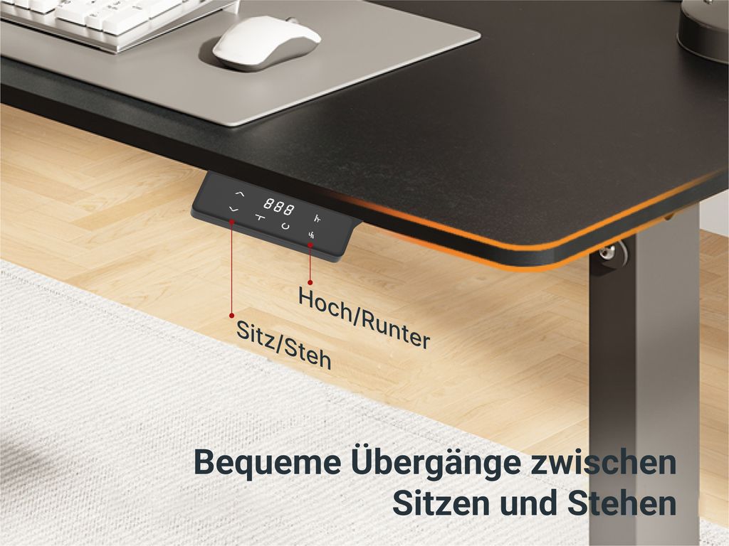 SANODESK QS1 140 x 60 cm Výškově nastavitelný stolní Obrázek produktu 5