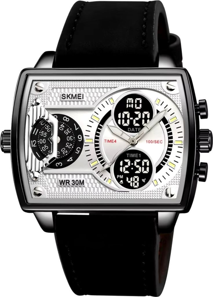 SKMEI Massive Herren Uhr - Elegante Dual-Display Armbanduhr in Schwarz/Weiß KP35257