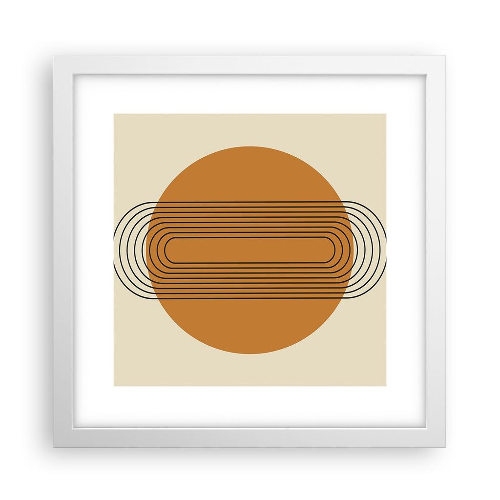 Gerahmtes Poster - Weißer Rahmen - Stück Geometrisch Orange - 30x30 cm - Wand Bild - Wanddeko - Wandbilder - Kunstposter - Wandposter - Bilderrah...