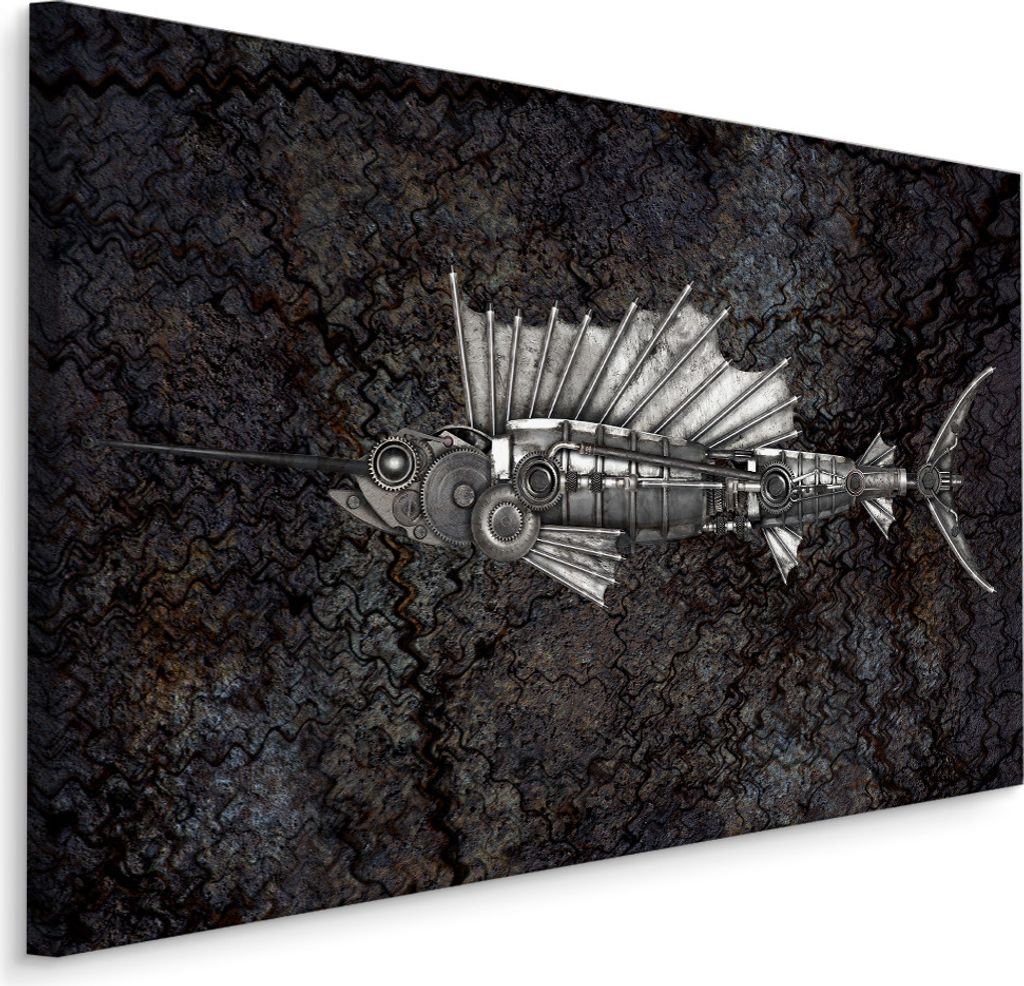 Fabelhafte Canvas LEINWAND BILDER 100x70 cm XXL Kunstdruck Fisch Roboter Mechanisch