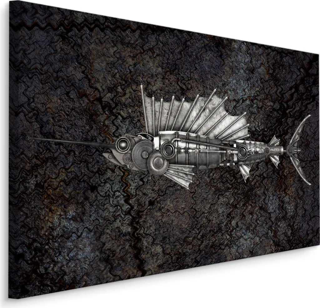 Quadro Steampunk Pesce Meccanico XXL 90x60cm - Gadget Arredo Tech