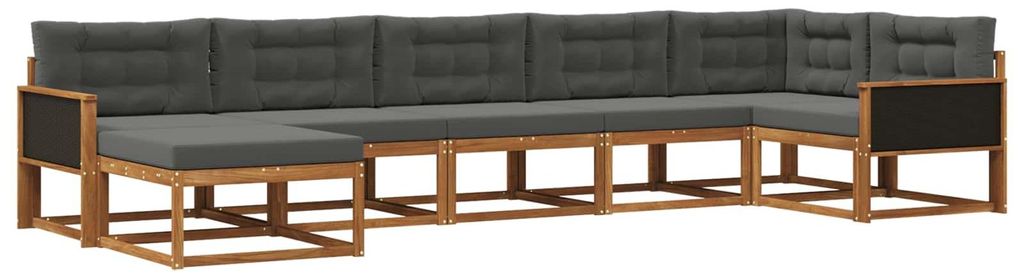 vidaXL Outdoor-Sofagarnitur mit Kissen 7 pcs Natur und Anthrazit