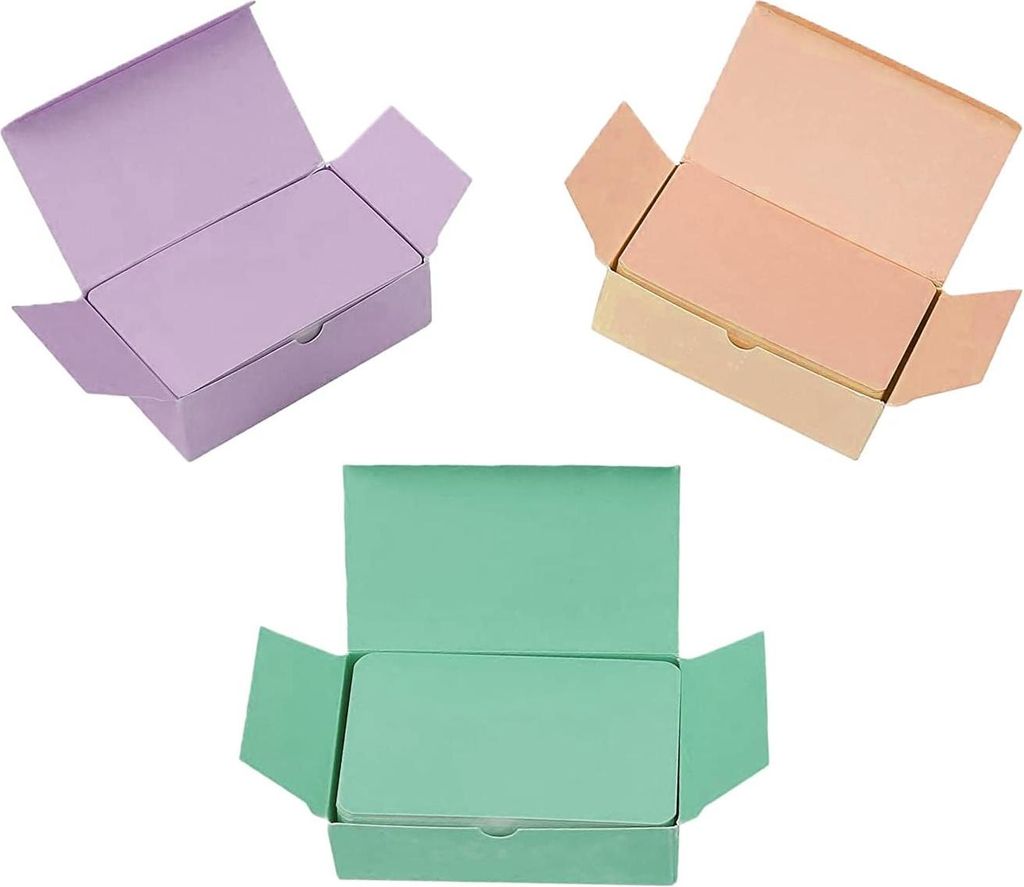 300 Stück Berichtskarten - Weiße Papierkarten - Visitenkarten aus Kraftpapier - Schul- oder Bürospeicherkarten in Hellgrün-Lila-Orange