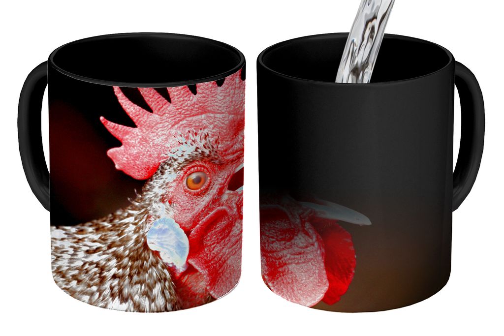 KitchenYeah Zauber Tasse Zaubertasse Magic Krähender Hahn 350 ml Farbwechsel Becher Geschenk Geschenkidee - Magic-Tasse - Fototasse - Keramiktas...
