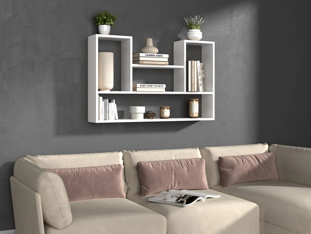 Étagère à rayons murale INDREK blanc mat - Rangement design épuré 60cm - 3