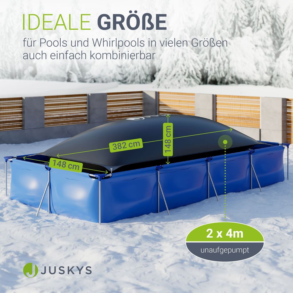 Juskys Aufblasbare Poolabdeckung Eckig 2 x 4 m - Pool Produktbild 4