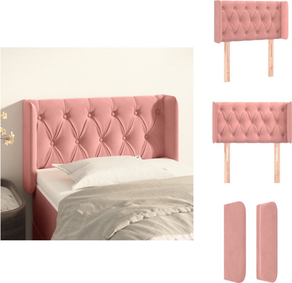 vidaXL Kopfteil mit Ohren Rosa 83x16x78/88 cm Samt - Kopf- & Fußenden