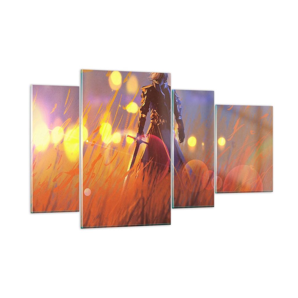 Bilder auf glas - Krieger Schwert - 120x70cm - Glasbilder - Wandbilder - Kunstdruck - zum Aufhängen bereit - Wanddekoration aus Glas - Glas Bilder...