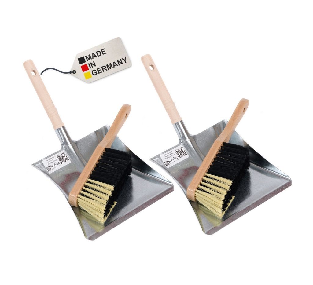BawiTec Haushalts Set 2 Stück Handfeger und Kehrblech Kunsthaar Borsten Metall-Kehrschaufel Kehrgarnitur Kehrset
