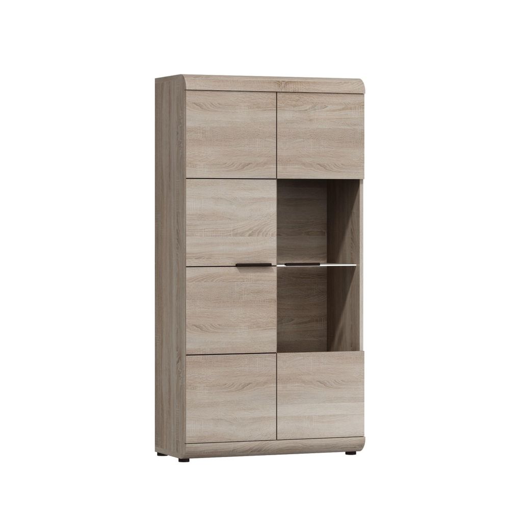 Masseno Vitrinenschrank LEGAME 158 x 80 cm Modern Wohnzimmer Vitrine mit Tür Sonoma Eiche / Sonoma Eiche