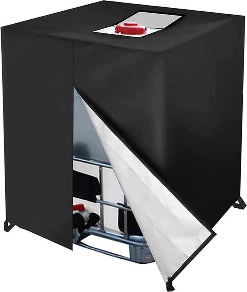 1000L IBC Tankabdeckung, 420D Wasserbehälterdeckel, UV- und staubdichte IBC-Containerabdeckung, Schutzplane für IBC-Tank mit Reißverschluss (120...