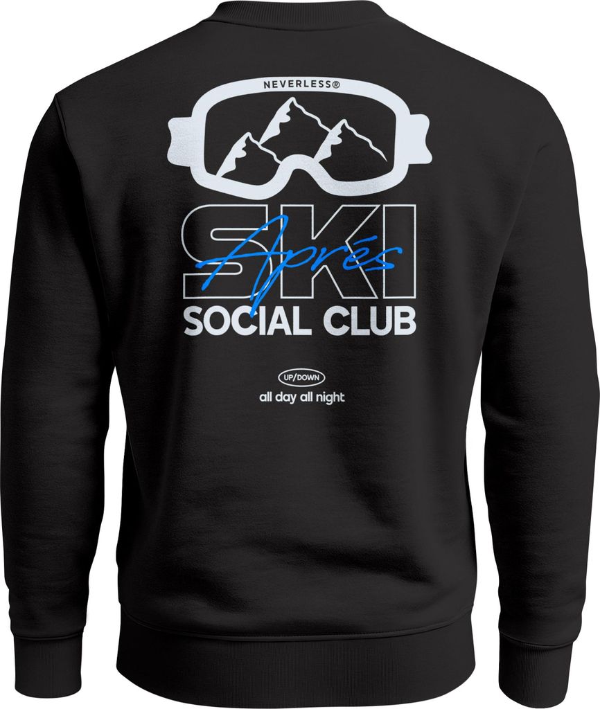 Sweatshirt Herren Pullover Backprint Après Ski Social Club Skifahren Snowboarden Fashion Streetwear Männer Neverless