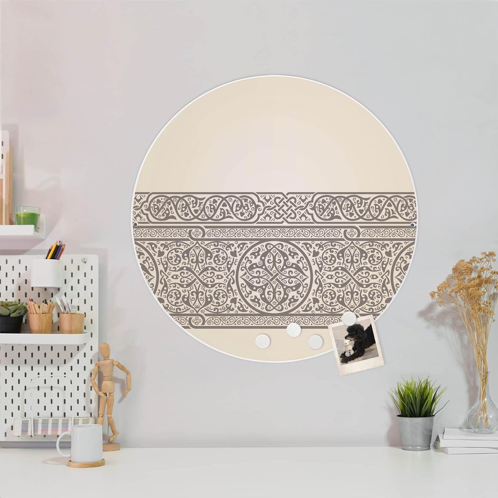 Design Stahlmagnettafel Weiß Rund 47cm Keltischer Knoten