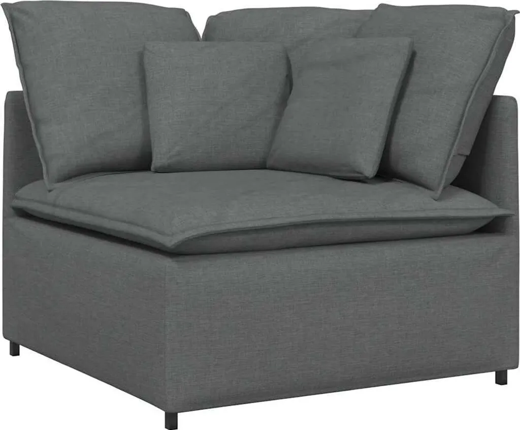 Canapé modulable module d'angle 100cm gris foncé et coussin rembourré