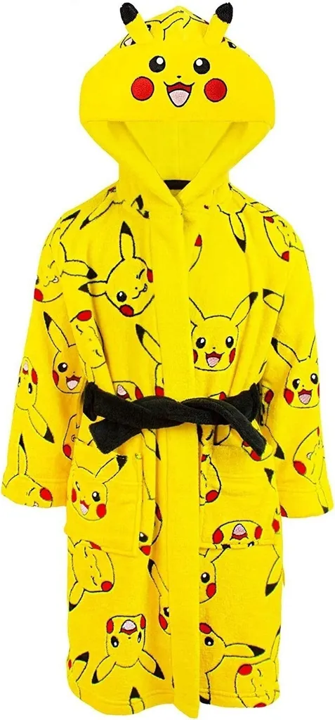 Robe de Chambre Pokémon Jaune en Molleton Doux - Taille 128 Haute Qualité