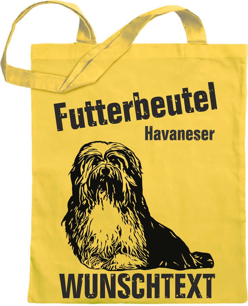 Kiwistar Futterbeutel - Havaneser - Einkaufsbeutel Wunschtext mit Motiv Hund - Jutebeutel bedruckt - Tragetasche Stoffbeutel Umhängetasche Langer ...