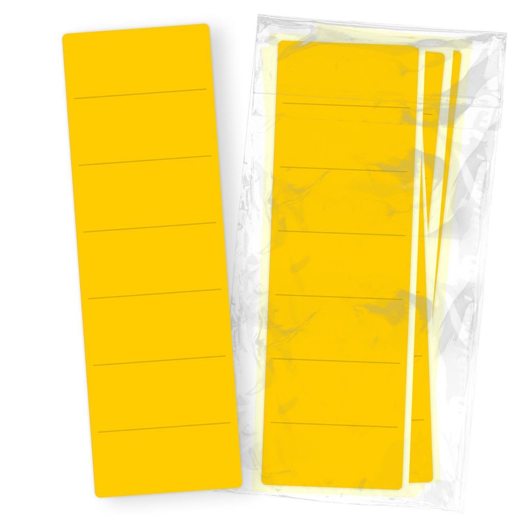 itenga 50x Ordneretikett Gelb Rückenetikett vollflächig zum Aufkleben 6,0 x 19,0 cm aus Haftpapier