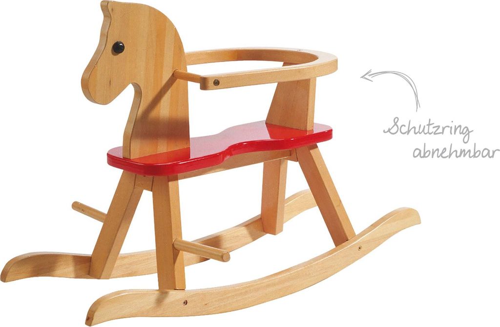 roba Schaukelpferd, Schaukeltier Massivholz natur rot, Produktbild 4