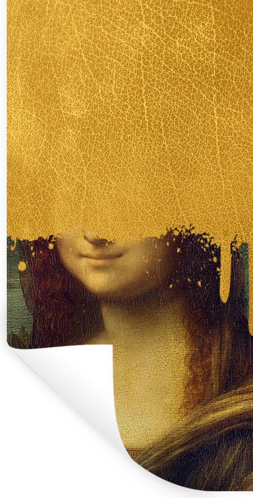 MuchoWow Wandtattoo Wandsticker Wandaufkleber Mona Lisa - Da Vinci - Gold 20x40 cm Selbstklebend und Repositionierbar - Selbstklebend - Fototapeten
