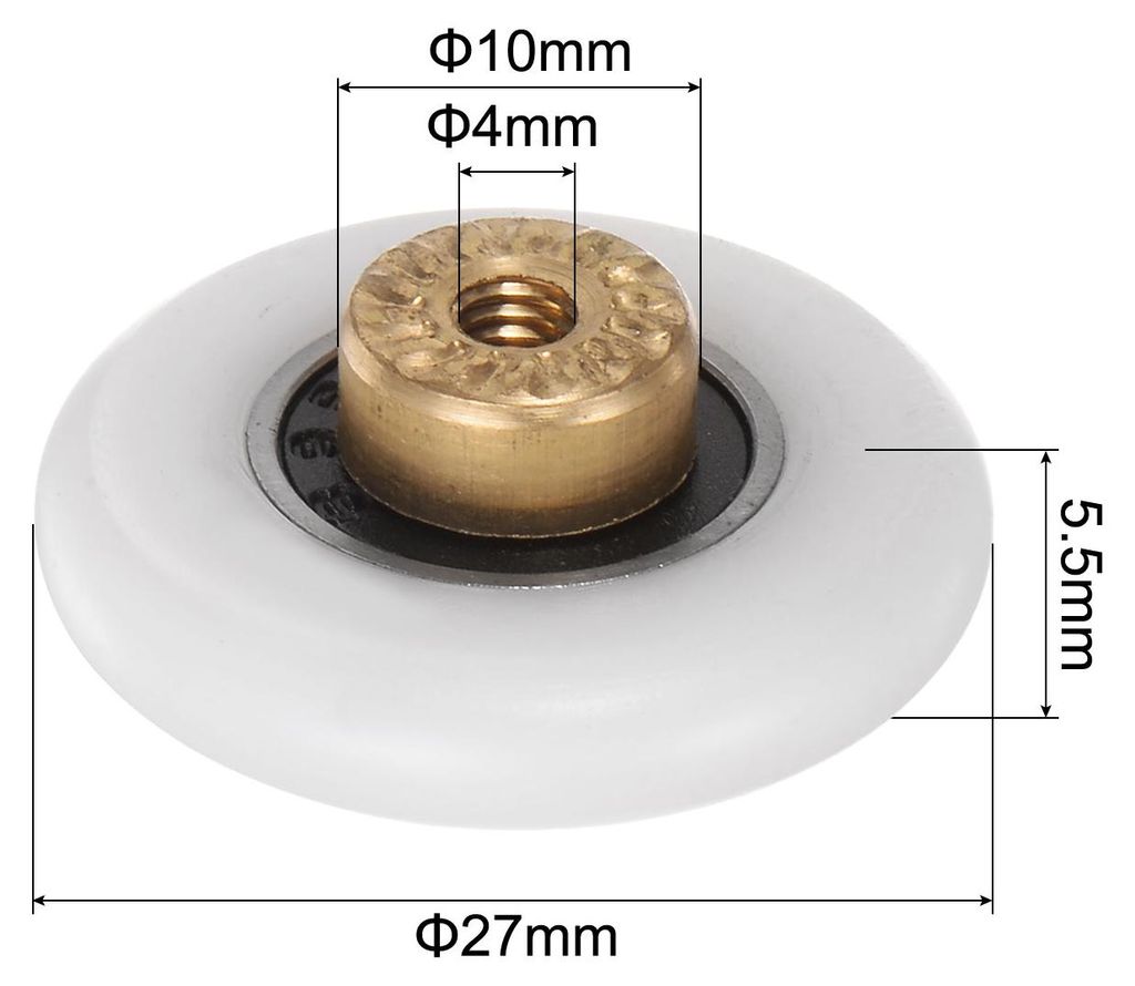 Duschtš¹rrollenrad 27mm Durchmesser Ersatzteil fš¹r Badezimmertš¹r aus Glas, Schiebetš¹rrollen fš¹r Duschtš¹r (1 Satz 4 Stš¹ck)