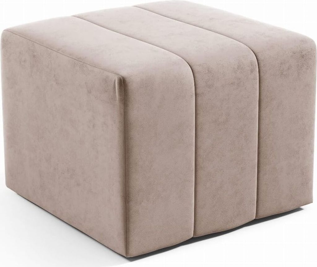 LIKMA Pouf, Hocker Beige 46x35x46 cm, 3D-Effekt Velvet Sitzhocker, Fußhocker, Pouf Hocker, Polsterhocker, Moderne Sitzbank, Garderobenbank, Ottoma...