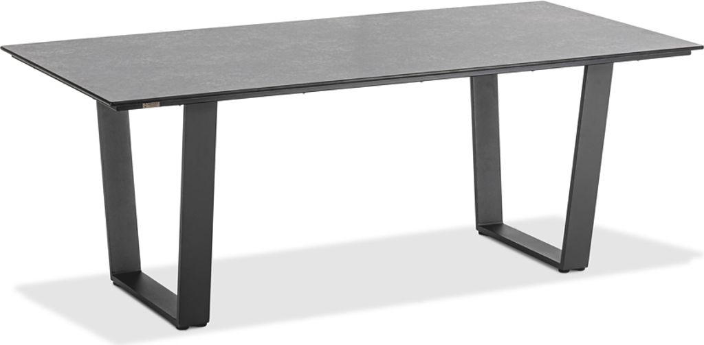 Gartentisch Noha 220x95 Tischplatte HPL Granit Trapezkufe Aluminium Anthrazit