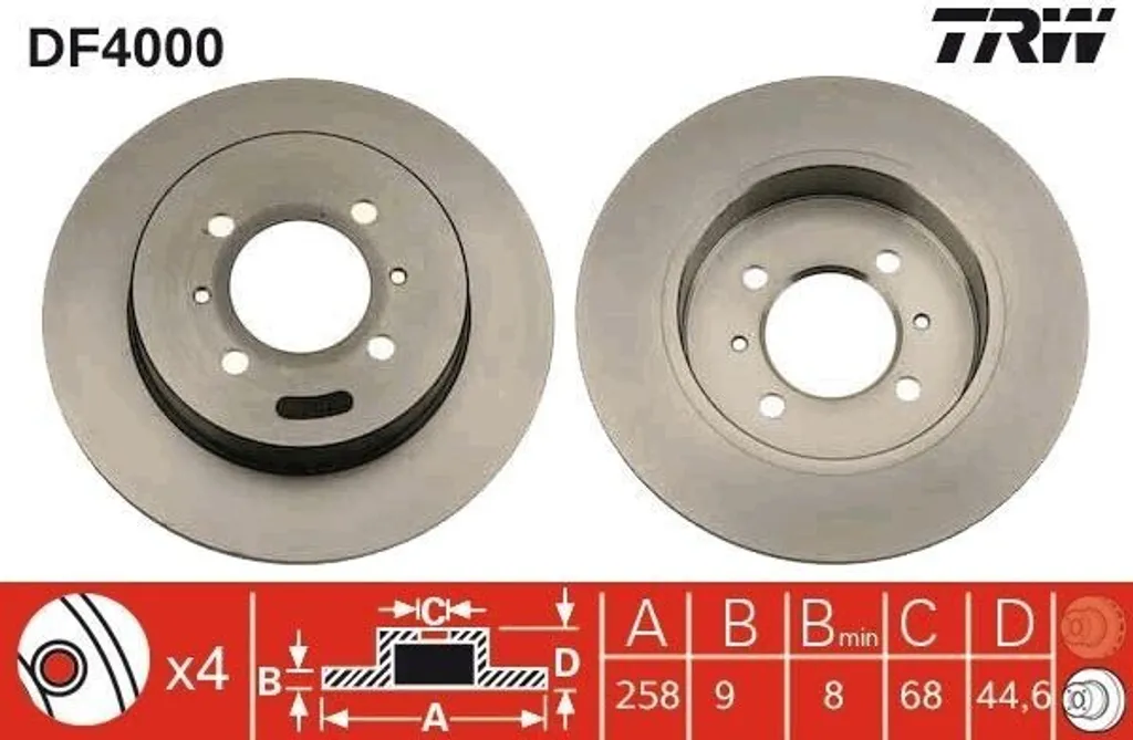 Sécurité freinage Nissan Almera I : Disque TRW DF4000 OE 43206 54C00