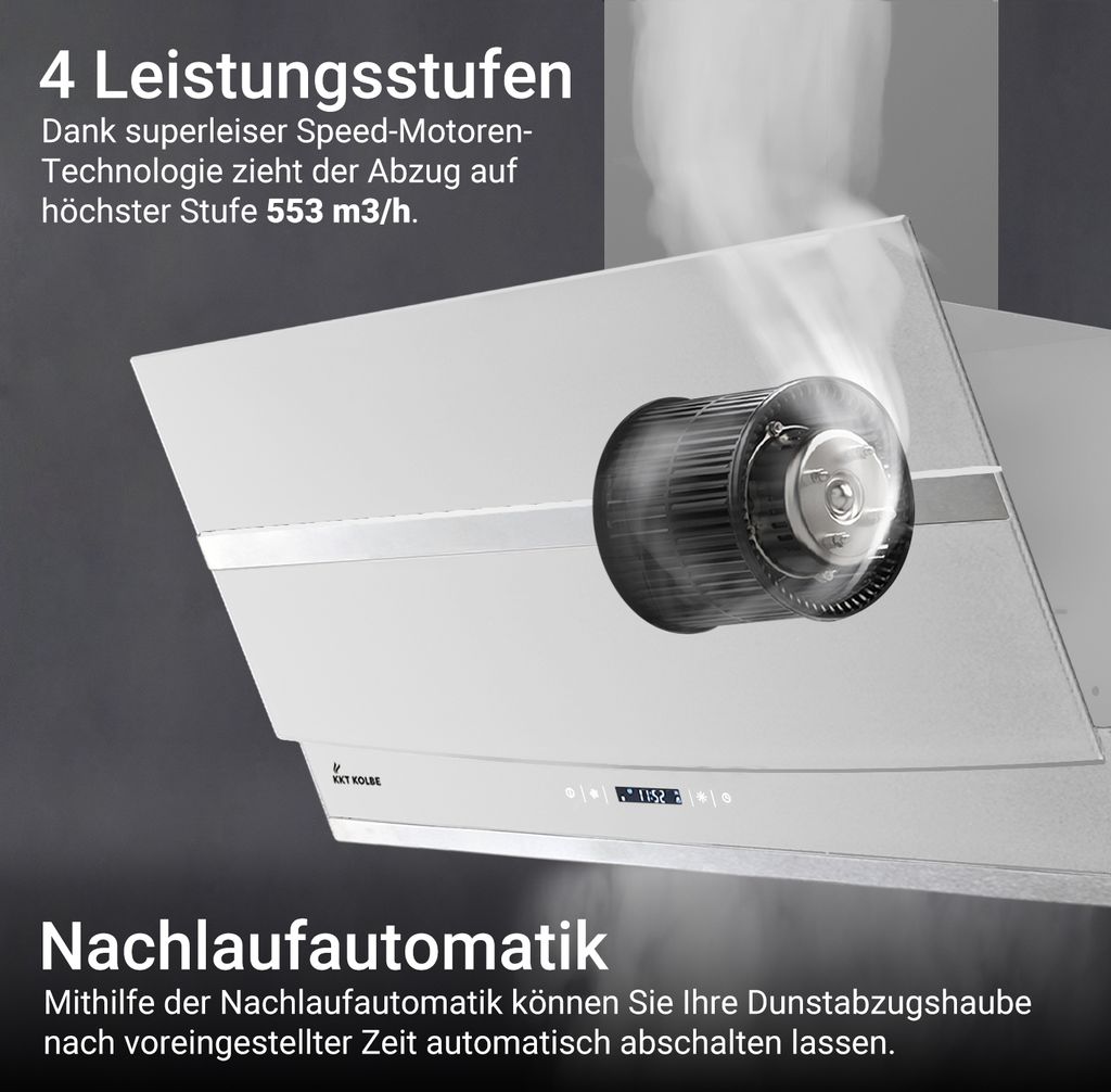 Dunstabzugshaube 60 cm | Kopffreie Wandhaube | Edelstahl | Produktbild 5