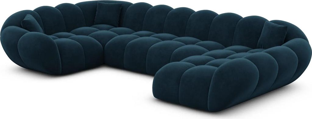 Samtstoff U-Form XL Wohnlandschaft Liva Mitternachtsblau Rechts