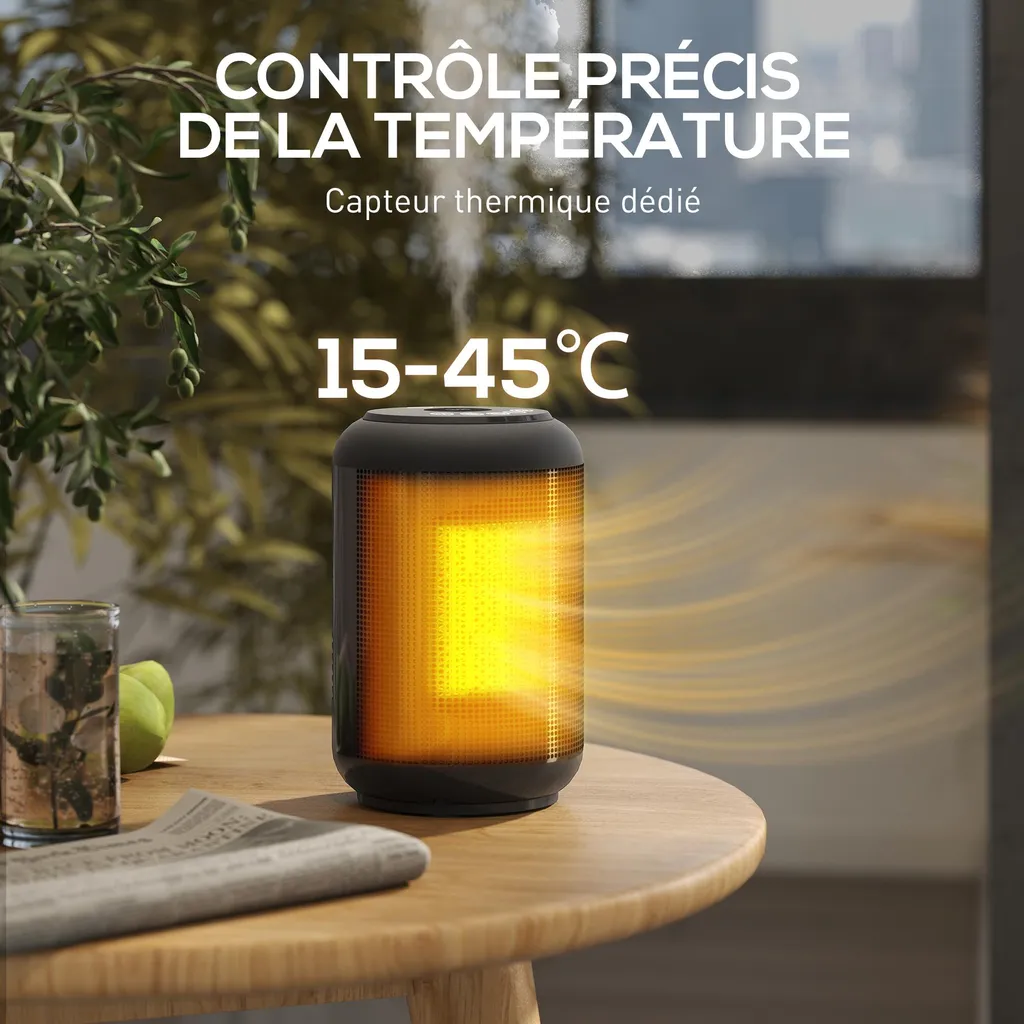 Chauffage d'Appoint Céramique avec Thermostat - Radiateur Compact 1500W - 9