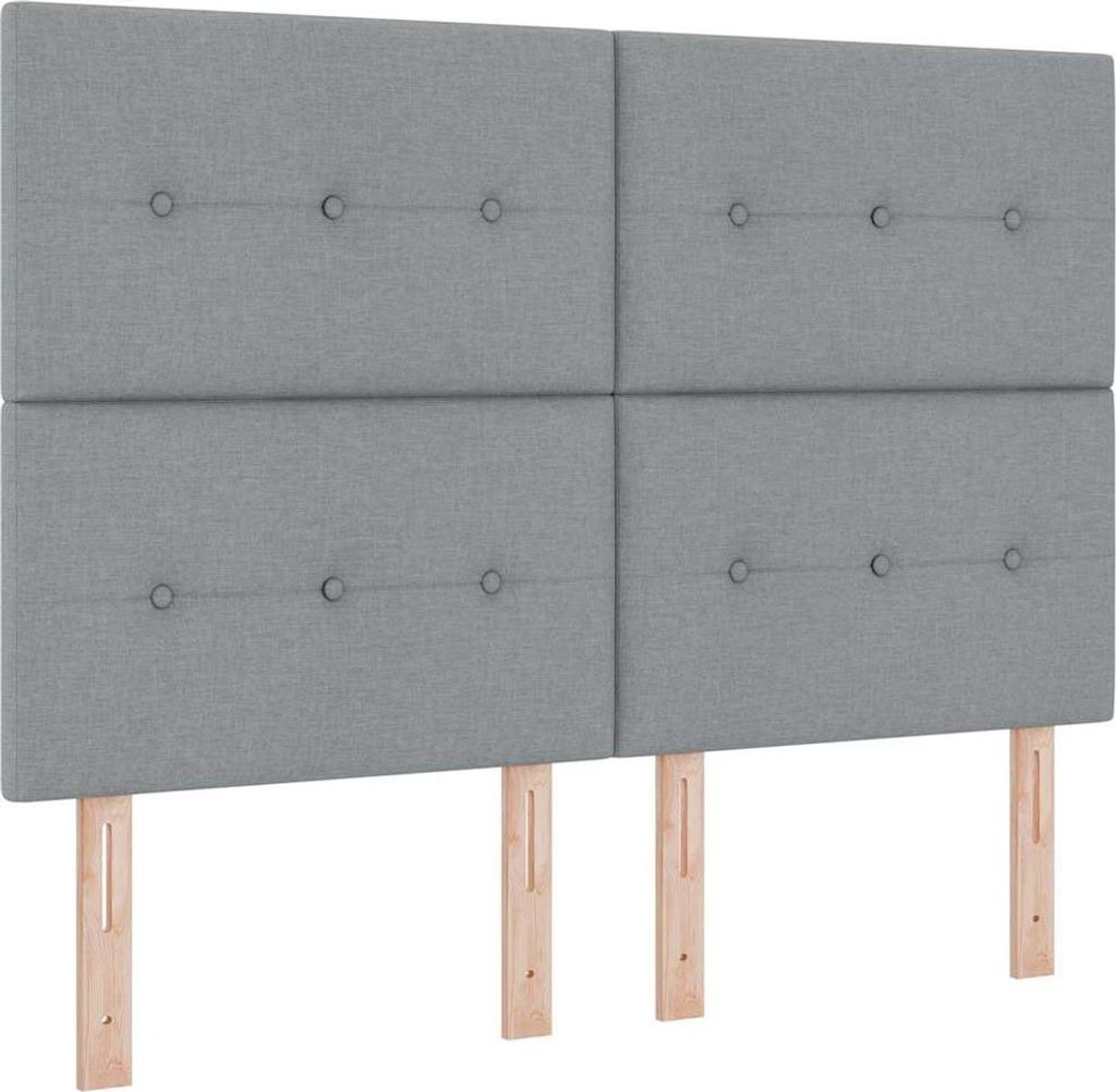 vidaXL LED Boxspringbett mit Matratze Hellgrau 140 x 200 cm Stoff