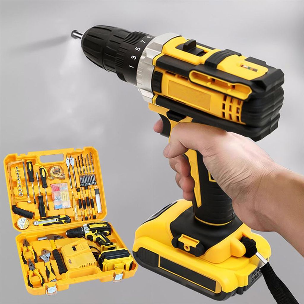 21V Akkuschrauber Set, Akkubohrer mit Werkzeugkoffer, 32 N.m Max akku bohrmaschine mit 2 Akkus, 2 Gang, 18+1 Drehmomentstufen, für Haus und Garten...