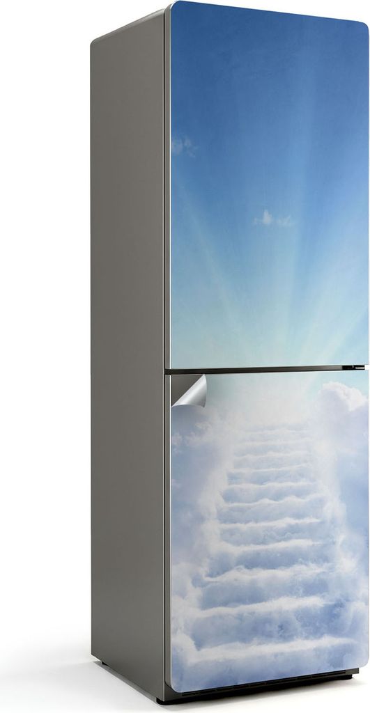 Treppe zum Himmel – Kühlschrank Aufkleber – Klebefolie Kühlschrank – Kühlschrank Nachbildung – Kühlschrankfolie selbstklebend – Küch...