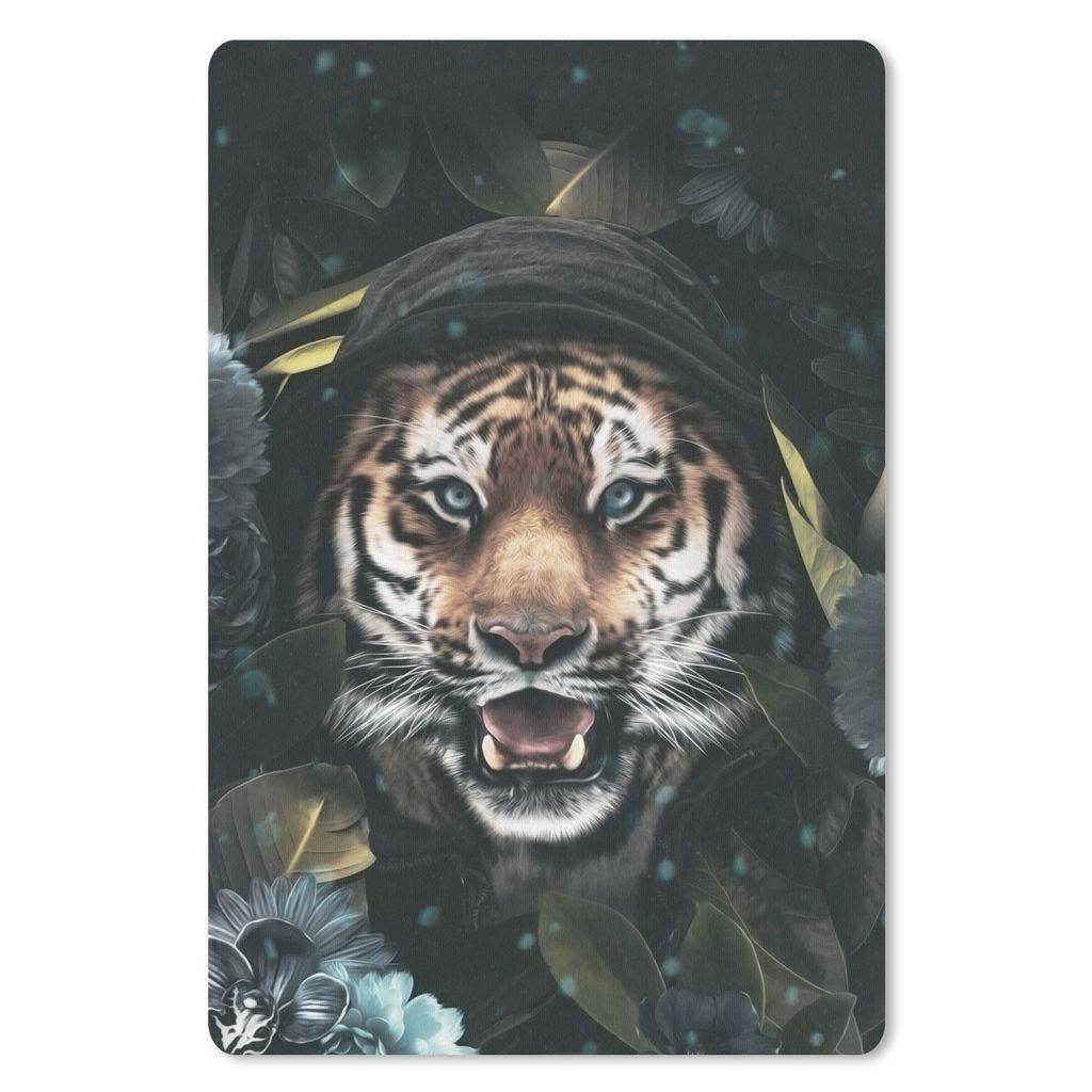 MuchoWow Mauspad Mousepad Blumen - Tiger - Raubtier 40x60 cm - Mousepads - Maus Mat - Pad - Mausunterlage - Schreibtisch Accesoire