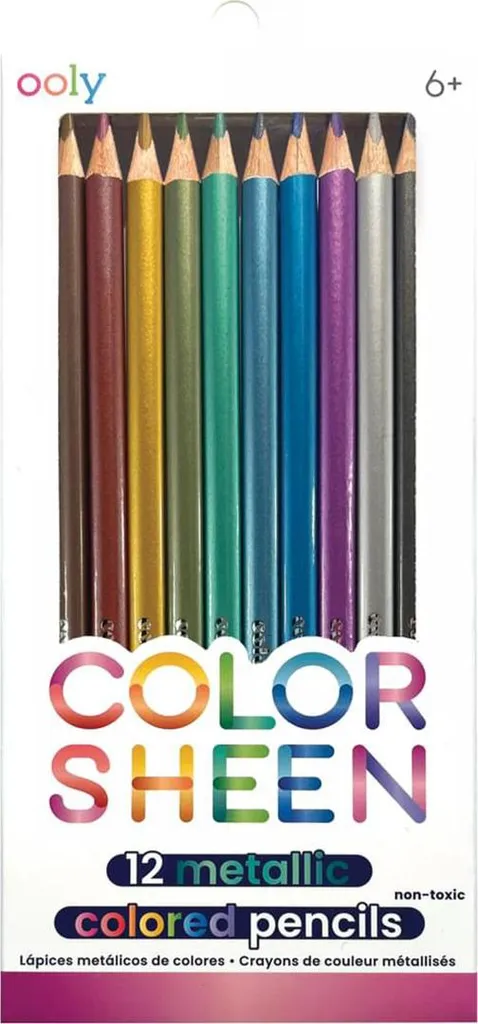 Set de 12 crayons de couleur ergonomiques avec effets métallisés Ooly