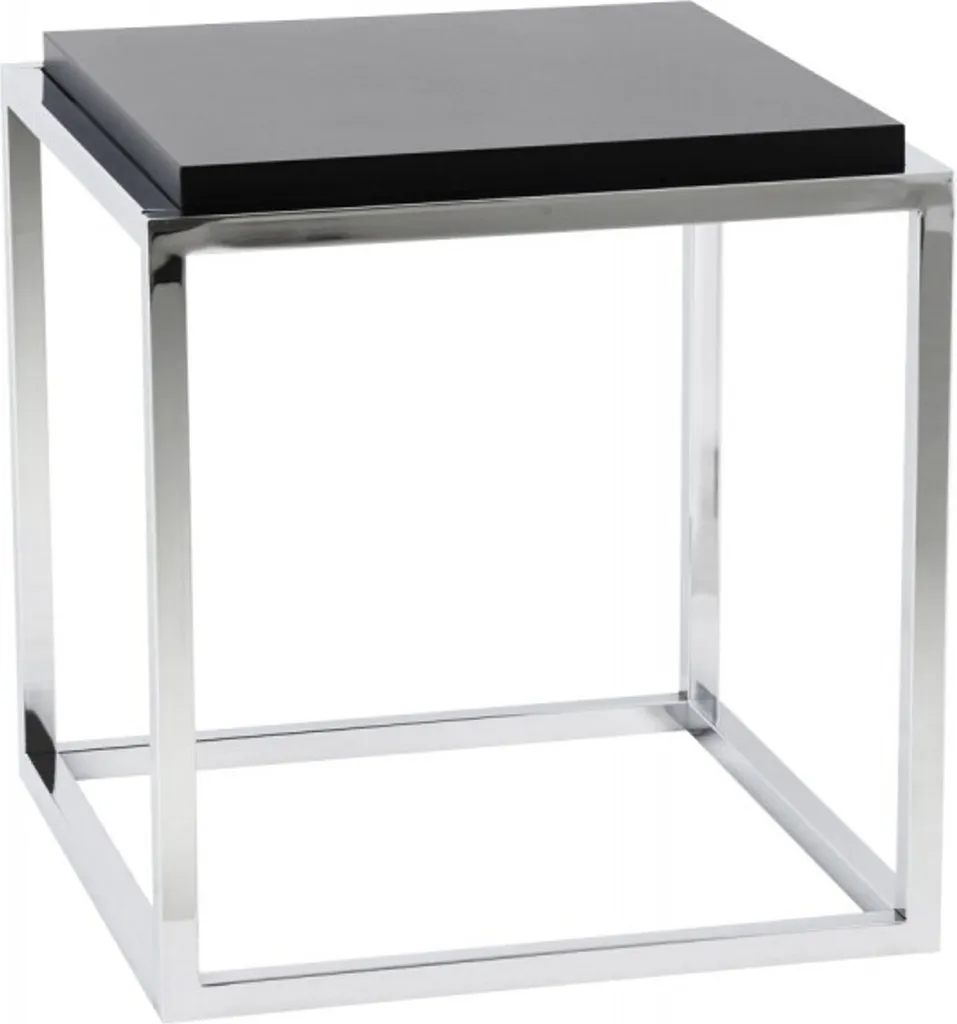 Table d'appoint luxe chromée et noire 42cm - Finition haute qualité