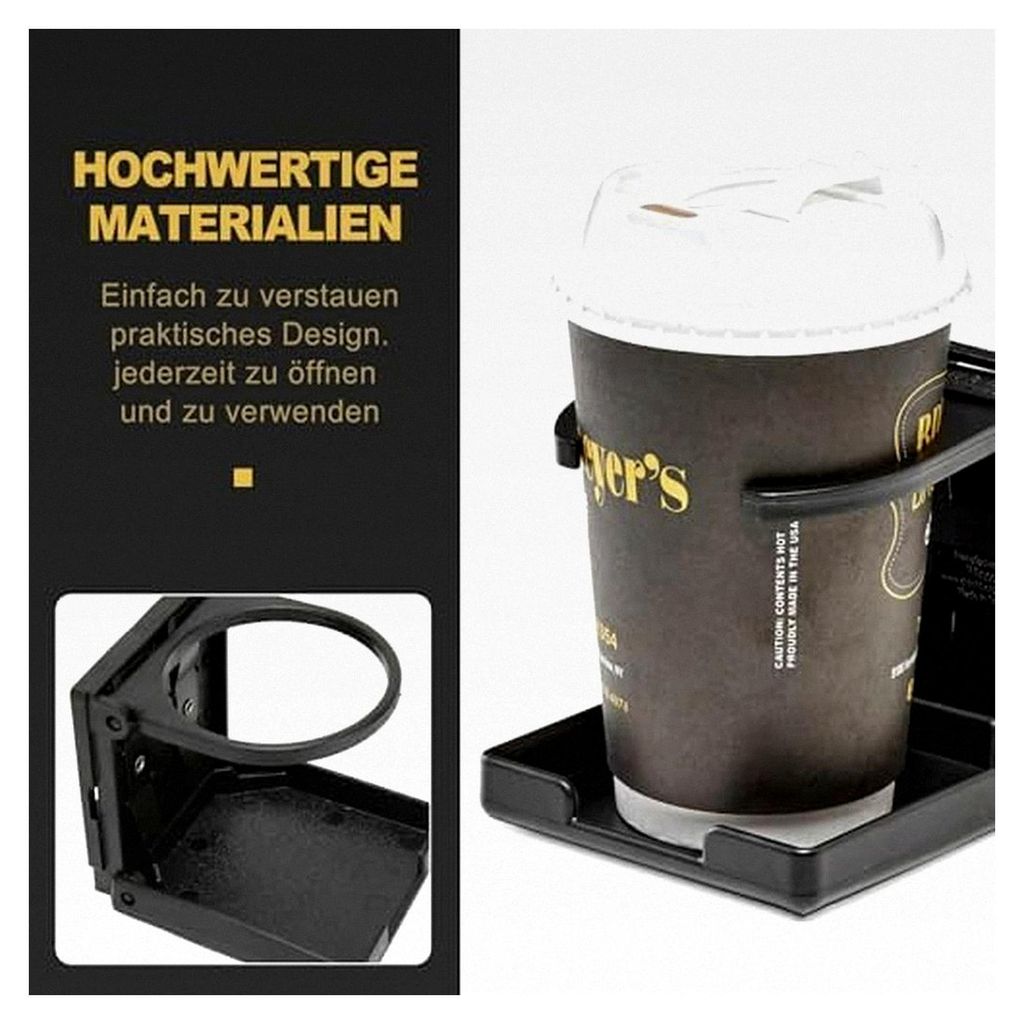2 Stück Universal Klappbarer Getränkehalter Verstellbar 60-100mm für Boot, Auto, Wohnmobil, LKW Schwarz