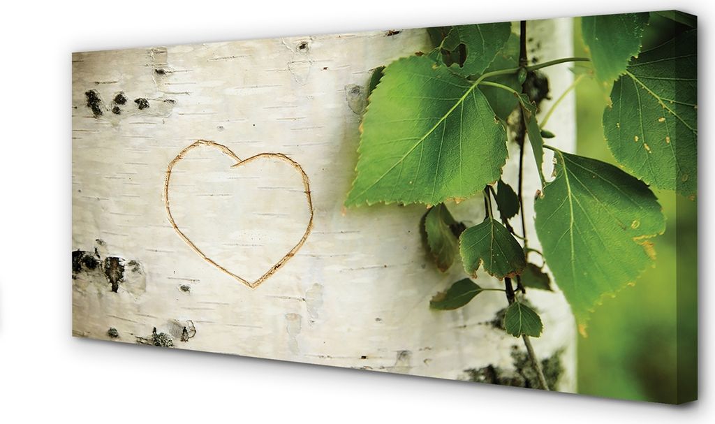 Leinwandbild 120x60 Wandkunst Herz Birkenblätter