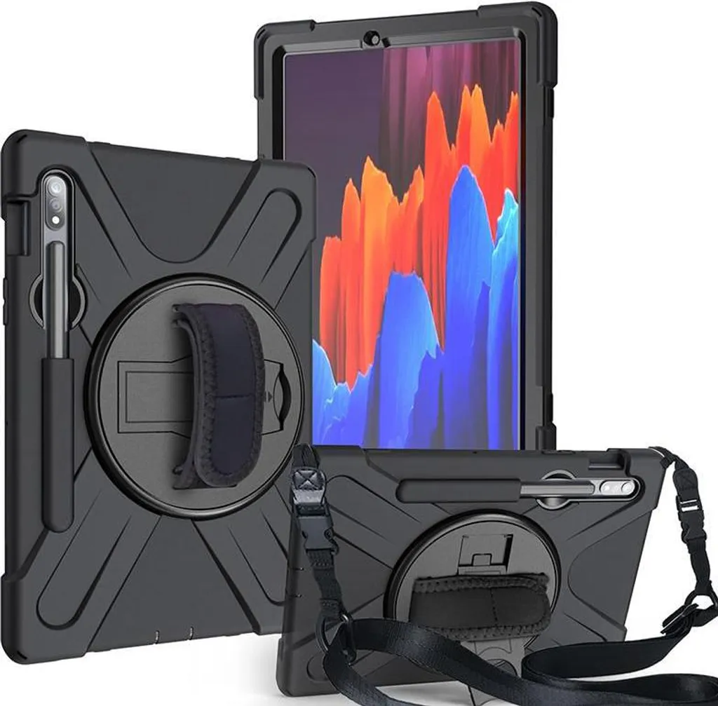 eSTUFF Defender Case - Cover posteriore per tablet - silicone, policarbonato - nero - 12,4" - per Samsung Galaxy Tab