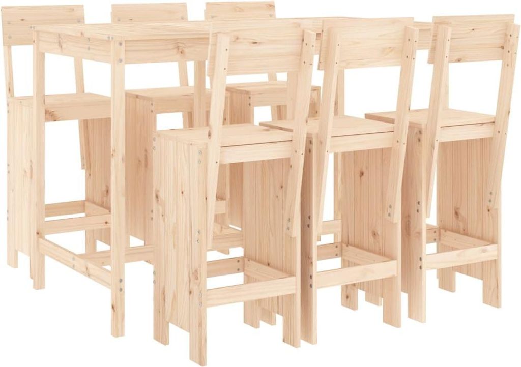 vidaXL 7-tlg. Gartenbar-Set Massivholz Kiefer