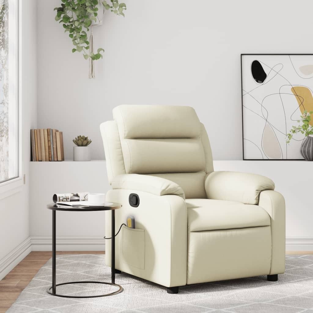 Möbel Massagesessel Creme Kunstleder - Fernseh- & Relaxsessel 373494