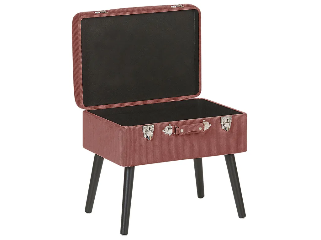 Table basse coffre rose en velours avec rangement et design valise rétro - 6