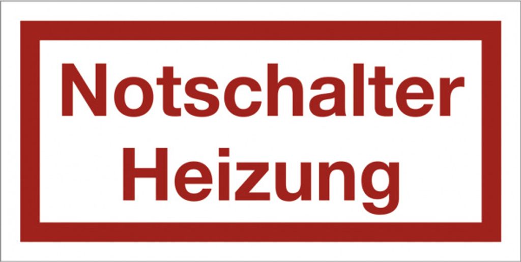 Dreifke Schild Notschalter Heizung, Kunststoff, 80x40 mm