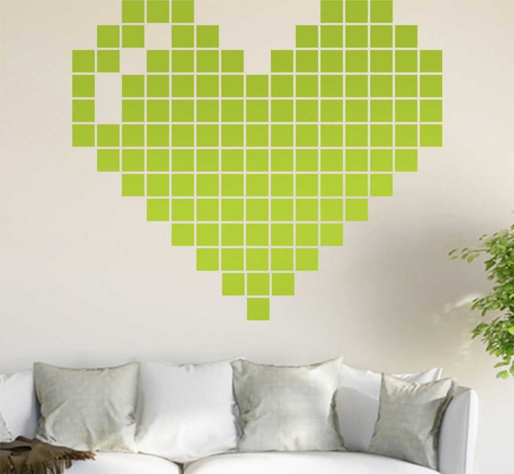 Retro Herz Wandtattoo in 6 Größen - Wandaufkleber Wall Sticker - Dekoration, Küche, Wohnzimmer, Schlafzimmer, Badezimmer
