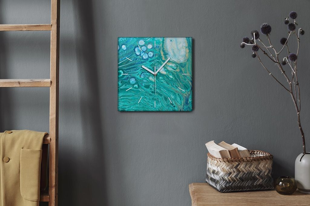 Coloray Hodiny Unikátní 30x30 cm Tiché hodiny Pro obývací pokoj a kuchyň Nástěnné hodiny Plátno Bílé ručičky hodin - Odběr vody