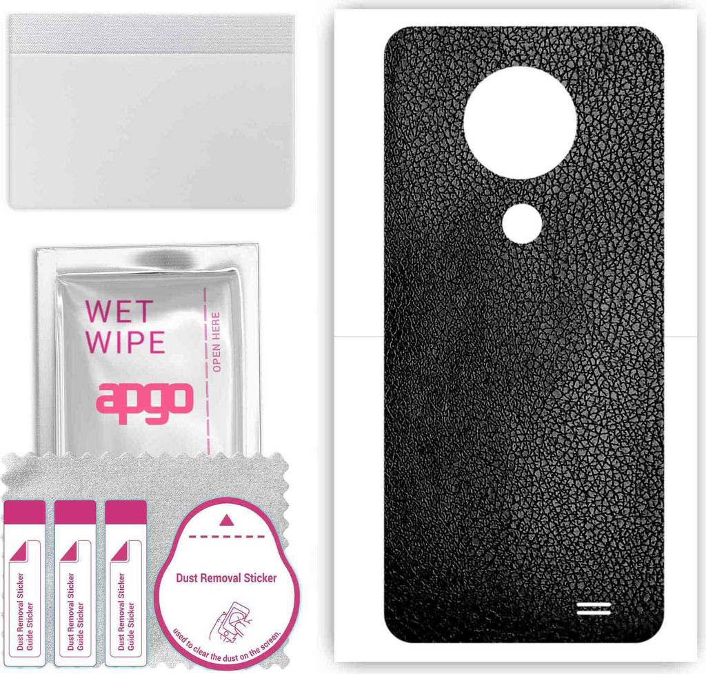 apgo Rückseite Schutzfolie, Skin, kompatibel mit Oukitel C19, Hinten Displayschutzfolie aus Vinylfolie, kratzfest, einfache Montage - Schwarzes Leder