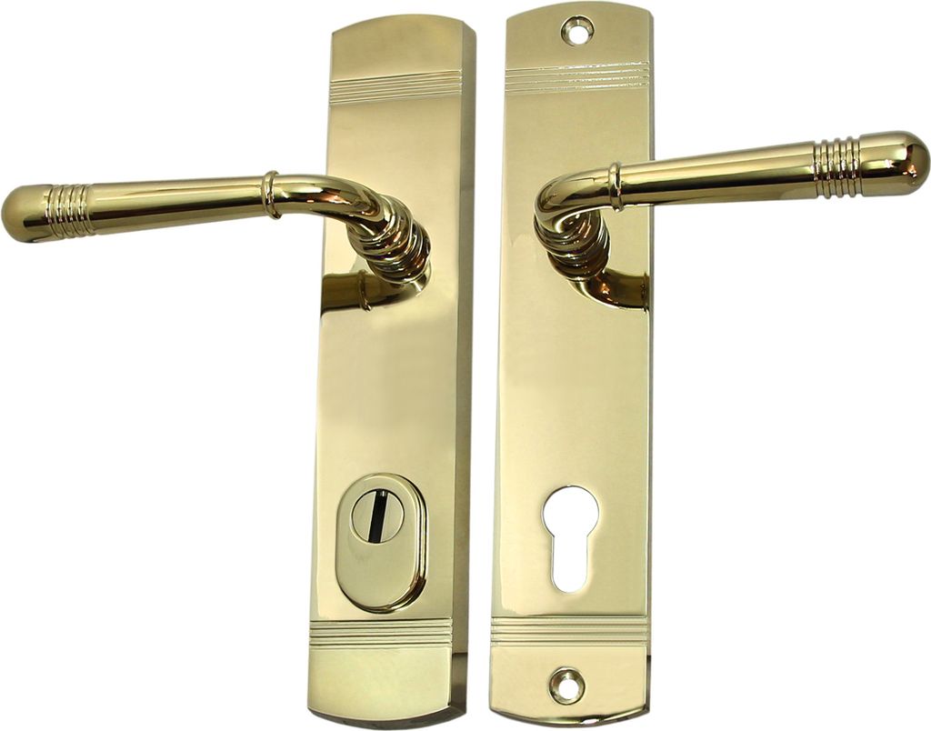 Haustür Schutzbeschlag Helena LS Messing poliert HS 92 mm Dr-Dr mit ZA