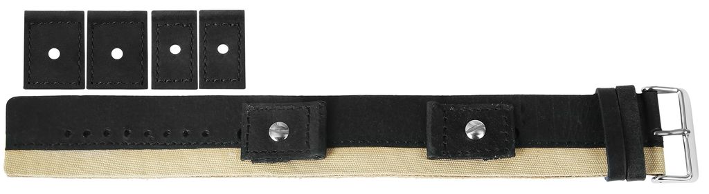 Hochwertiges Echt-Lederband, schwarz/beige, Gr. 18, 20, 22