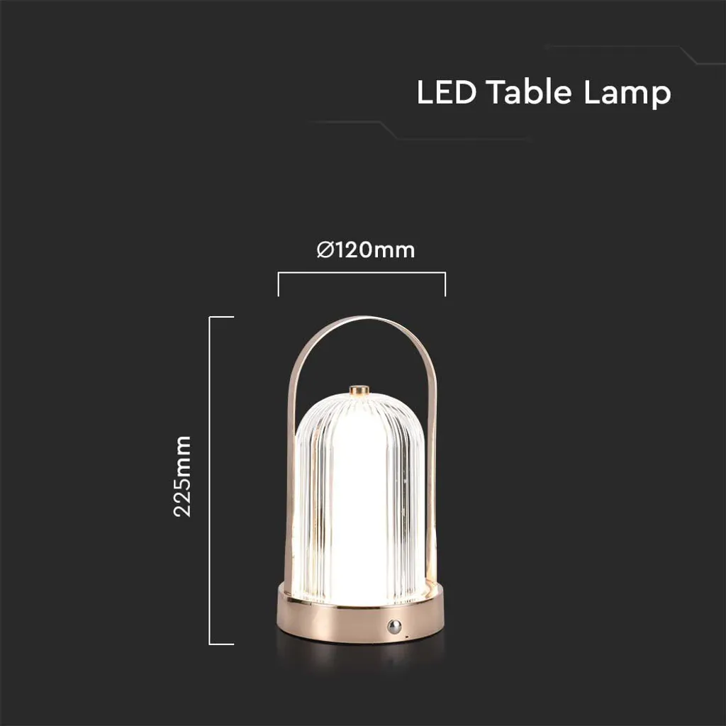 LED Solution Gold Lampe de table rechargeable 225mm 1W - Modèle 7989 - 6